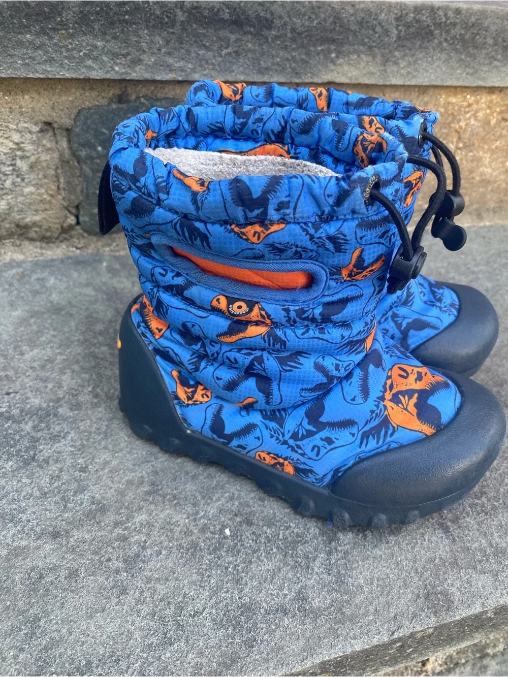 Bogs Kids Blue & Orange Dino Snow Boots